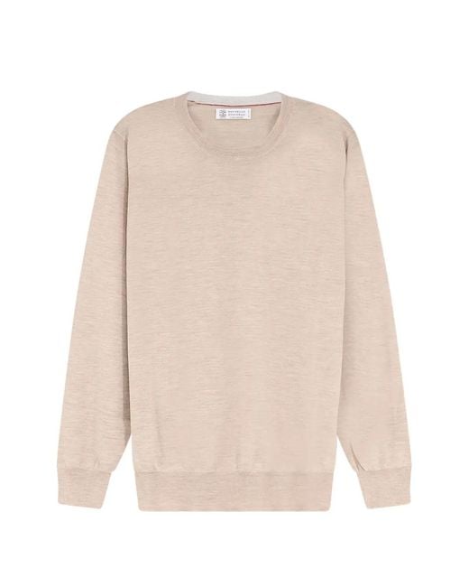 Brunello Cucinelli White Crew-Neck Sweater for men