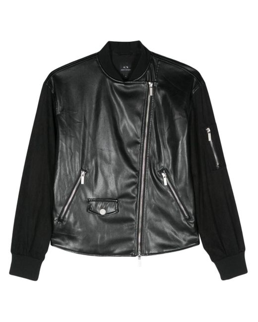 Armani Exchange Black Contras-sleeves Bomber Jacket