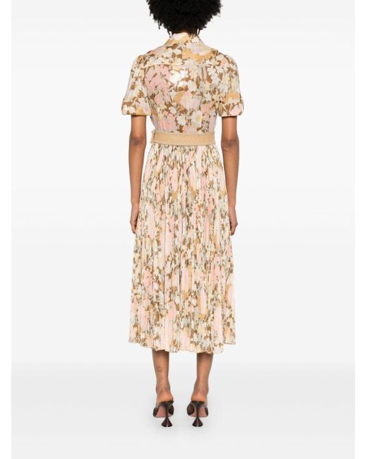 Zimmermann Natural Neutral Pop Pleated Shirt Dress - Women's - Polyester/cotton