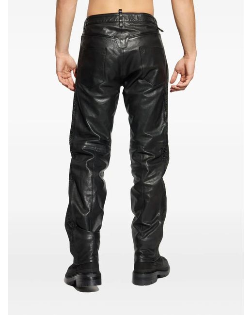DSquared² Black X Ducati Zip Leather Trousers for men
