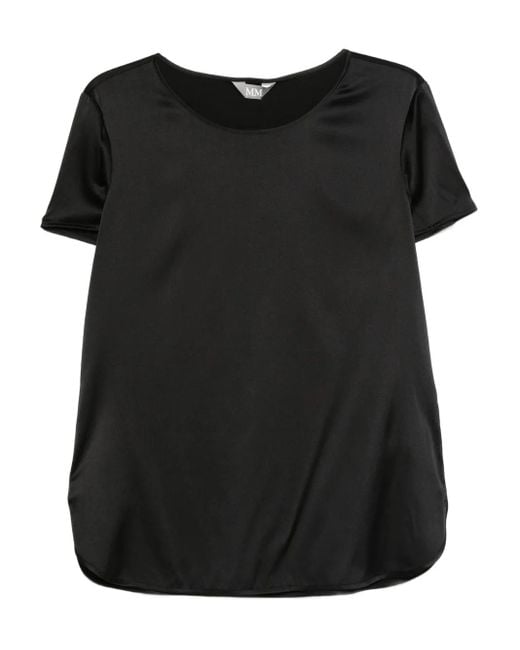 Max Mara Black Satin Short-Sleeve Top