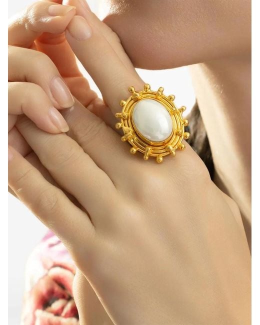 Sylvia Toledano Metallic Stonedots Pearl-Embellished Ring