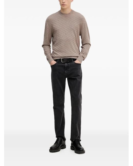 ARMANI EXCHANGE Gray Patterned Crew-Neck Sweater for men