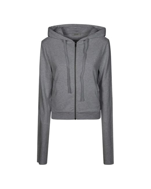 Entire studios Gray Zip-Up Cropped Cotton Hoodie