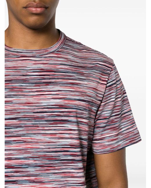 Missoni Red Striped Cotton T-shirt for men