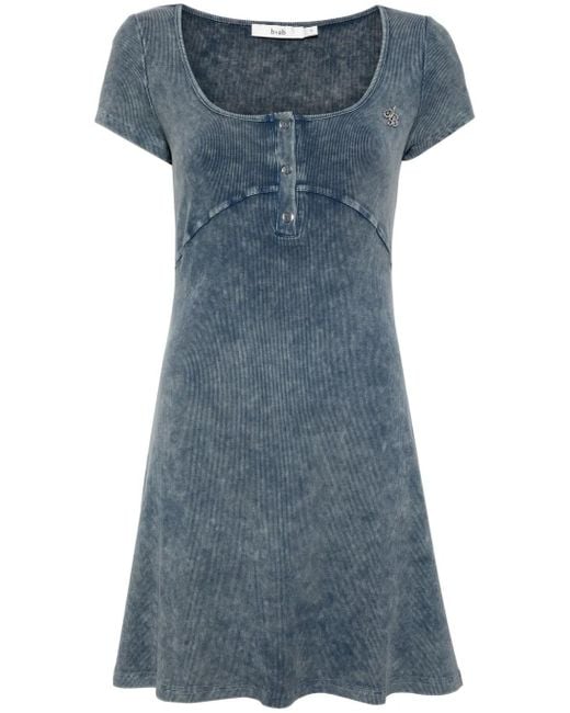 B+ AB Blue Logo-Appliqué Ribbed Minidress