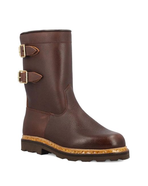 Paraboot Brown Sanglier Double-Buckle Leather Boots for men