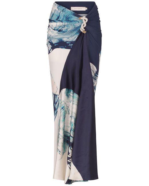 Silvia Tcherassi Blue Claudia Abstract Wave-print Skirt