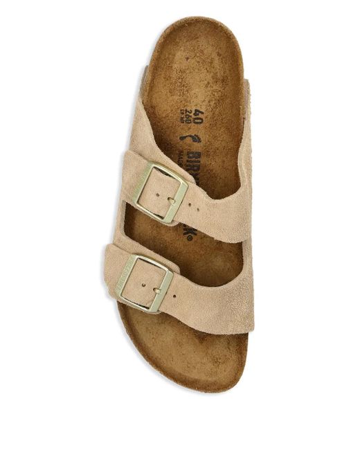 Birkenstock White Two-Strap Suede Arizona Sandals