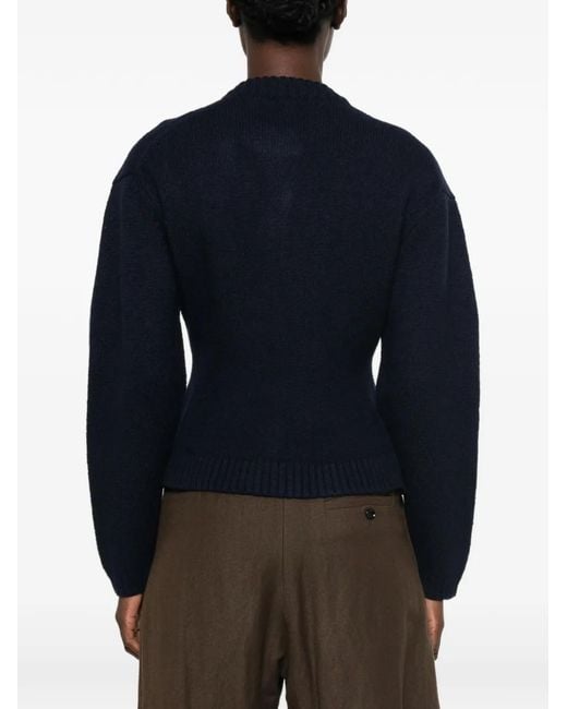 Soeur Blue Wrap-Front Ribbed-Trim Cardigan