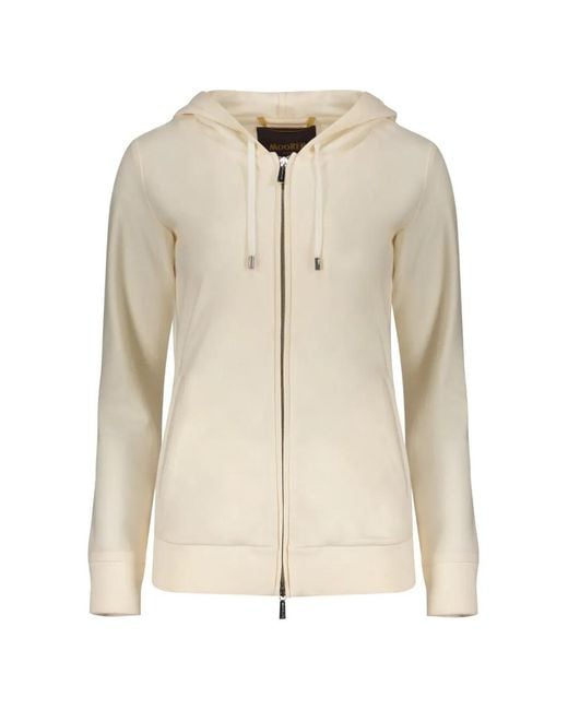Moorer Natural Zip-Up Drawstring Hoodie
