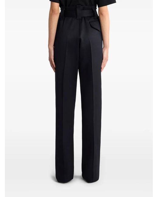 Etro Black Straight-Leg Wool Trousers With Pockets And Belt