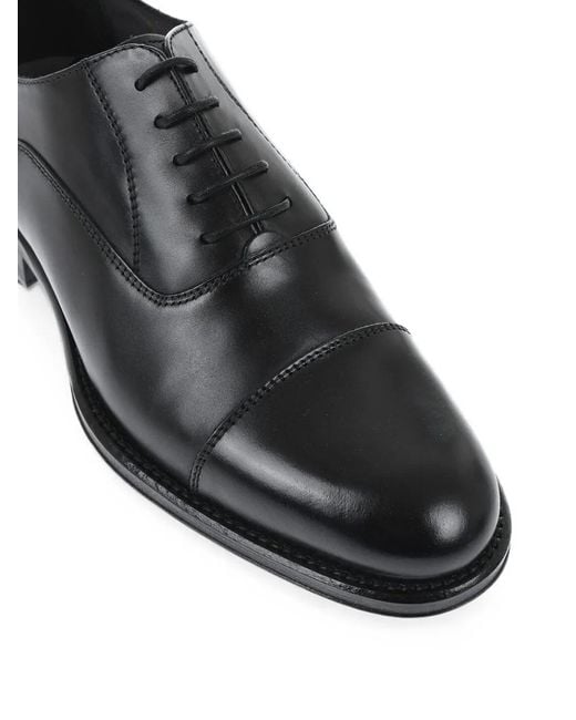 Corneliani Black Lace-Up Leather Derby Shoes for men