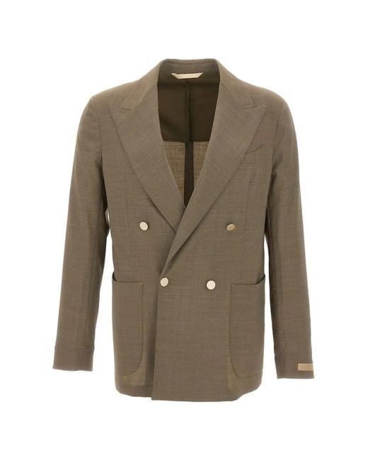 Briglia 1949 Green Peak-Lapel Double-Breasted Blazer for men
