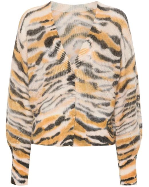Twinset Natural Tiger-Print Cardigan