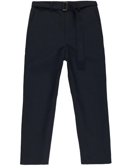 Sacai Blue Belted Straight-leg Trousers for men