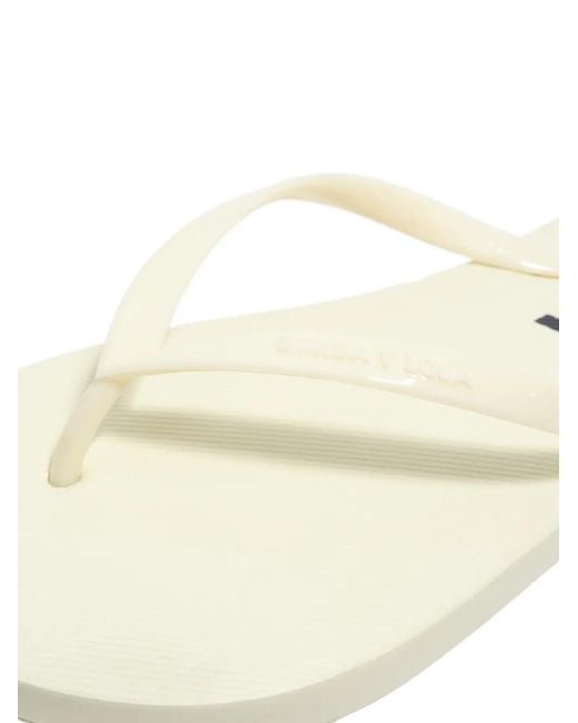 Bimba Y Lola White Logo-Print Flip-Flops