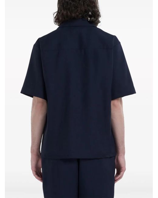 Marni Blue Tropical Wool Bowling Shirt for men