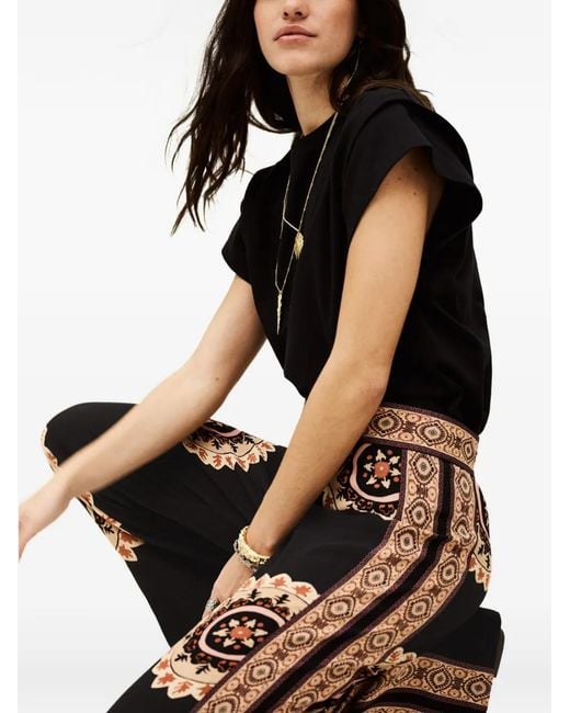 Ba&sh Black Wall Printed Trousers