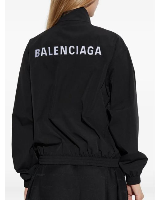 Balenciaga Black Logo-Embroidered Elastic-Cuffed Jacket