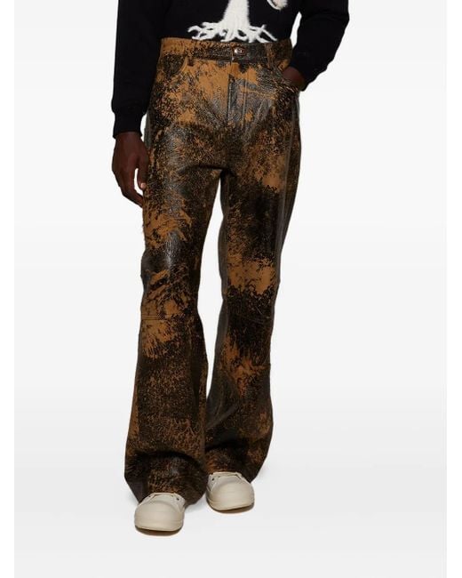 NAHMIAS Gray Leather Trousers for men