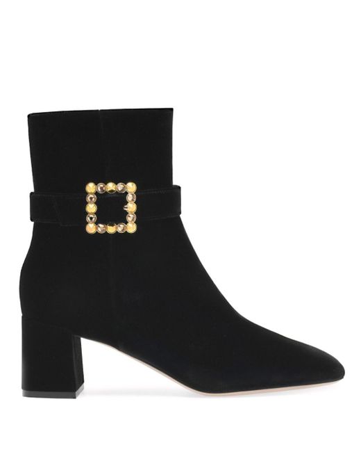 Gianvito Rossi Black Wondy Buckled Ankle Boots