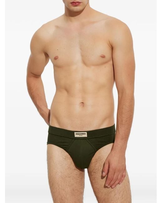 DSquared² Green Logo-Patch Briefs for men