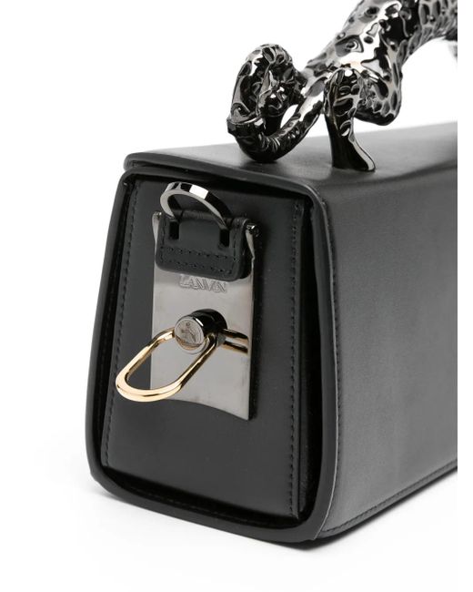 Lanvin Black Medium Pencil Cat Sculpted-Handle Leather Bag