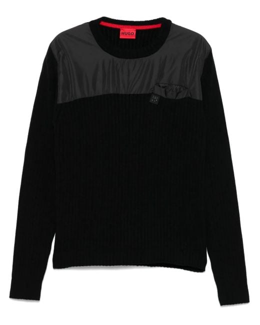 HUGO Pullover Mit Gestreiftem Einsatz in Black für Herren