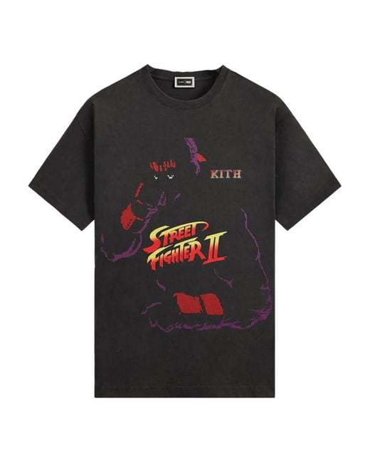 Kith Black Capcom Ryu Needle Point Crew-Neck T-Shirt for men