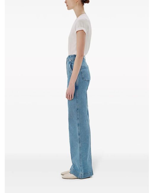 Another Tomorrow Blue High-Waisted Straight-Leg Jeans
