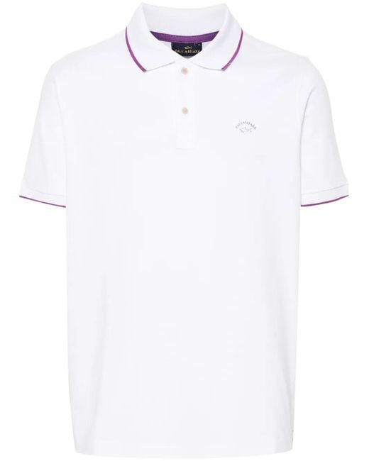 Paul & Shark White Cotton Polo for men