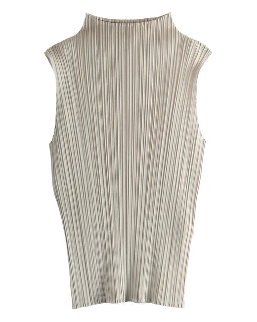 Pleats Please Issey Miyake Gray Haut Plissé À Col Montant