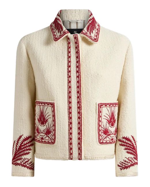 Etro White Bouclé-Effect Tweed Jacket
