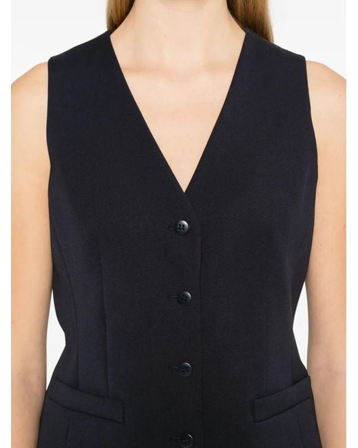 Max Mara Blue Buttoned V-Neck Gilet