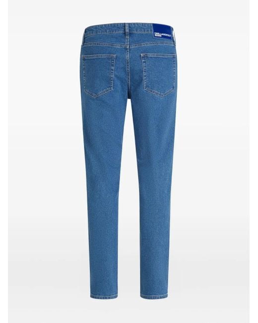 Karl Lagerfeld Blue Logo-Patch Jeans for men