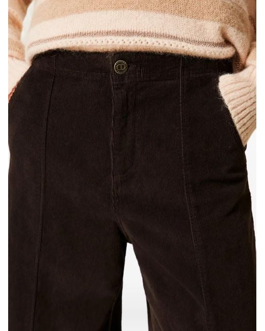 Twinset Gray Wide-Leg Corduroy Trousers