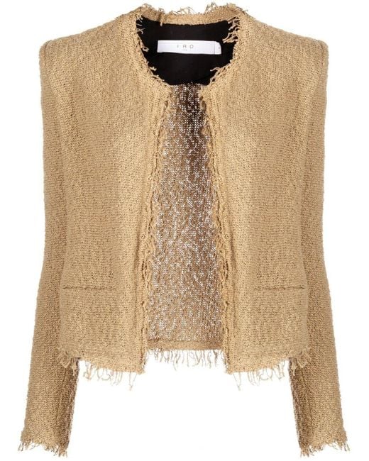 IRO Cropped Tweed Jacket in Natural Lyst