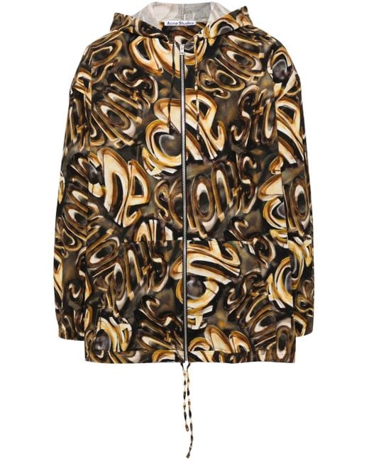 Acne Black Hooded Logo Jacket for men