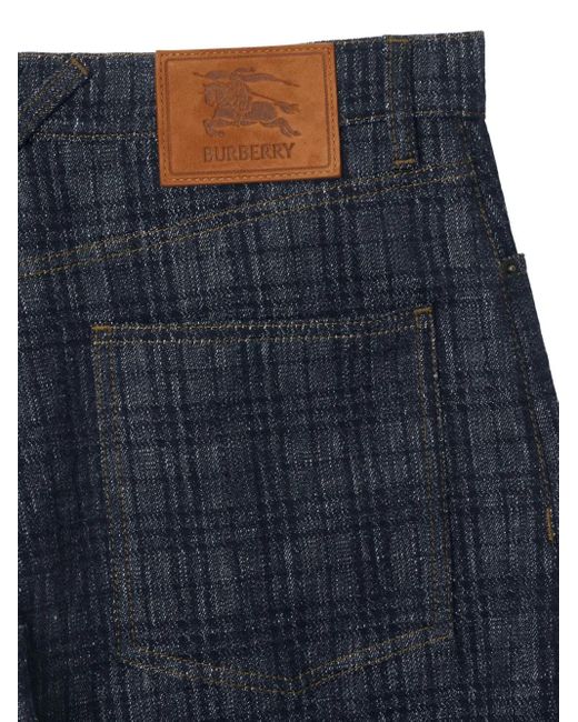Burberry Blue Check Denim Shorts for men