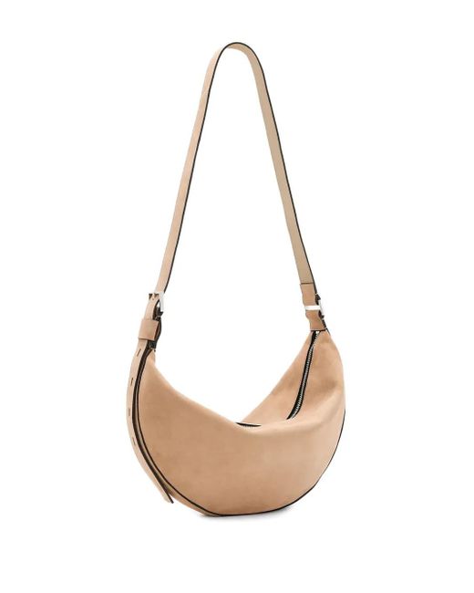 AllSaints White Half Moon Suede Shoulder Bag