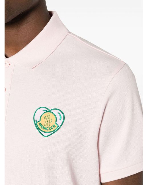 Moncler Poloshirt Met Geborduurd Logo in het Pink voor heren