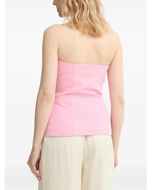 Morgan Pink Strapless Button-Up Top