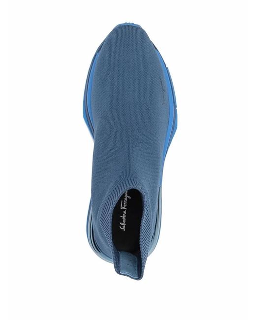 Ferragamo Blue Ninette Pull-On Sneakers