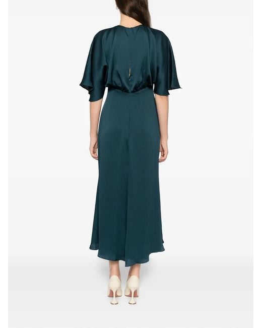 Amsale Green Hammered Satin Dress