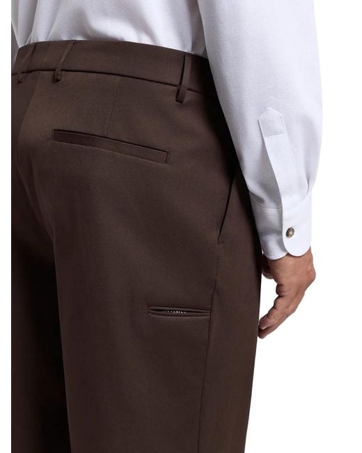 Peserico Brown Pleated Turn-Up Trousers for men