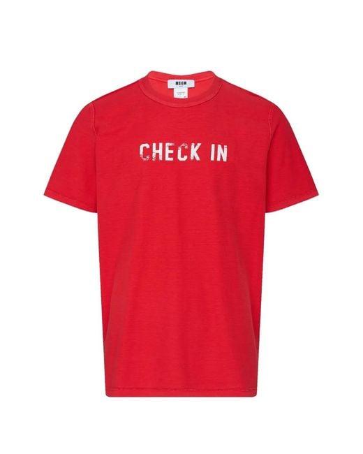 MSGM Red Double-Face Reversible T-Shirt for men