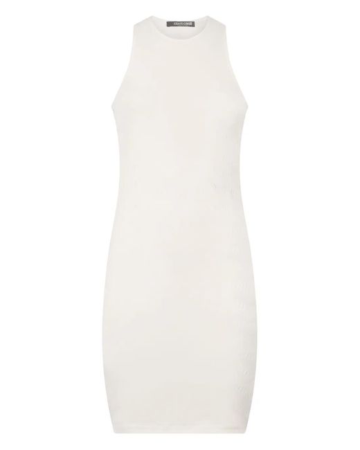 Roberto Cavalli White Ripped-Effect Mini Dress