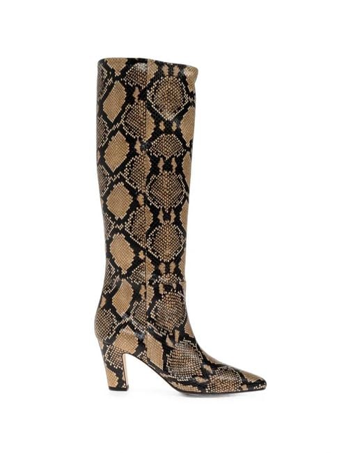 Aeyde Natural Silva Snake-Print Boots