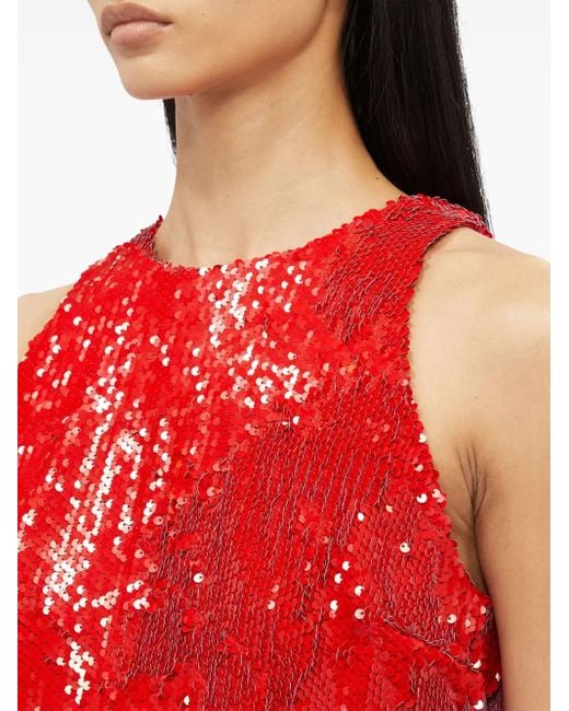 MSGM Tanktop Met Pailletten in het Red